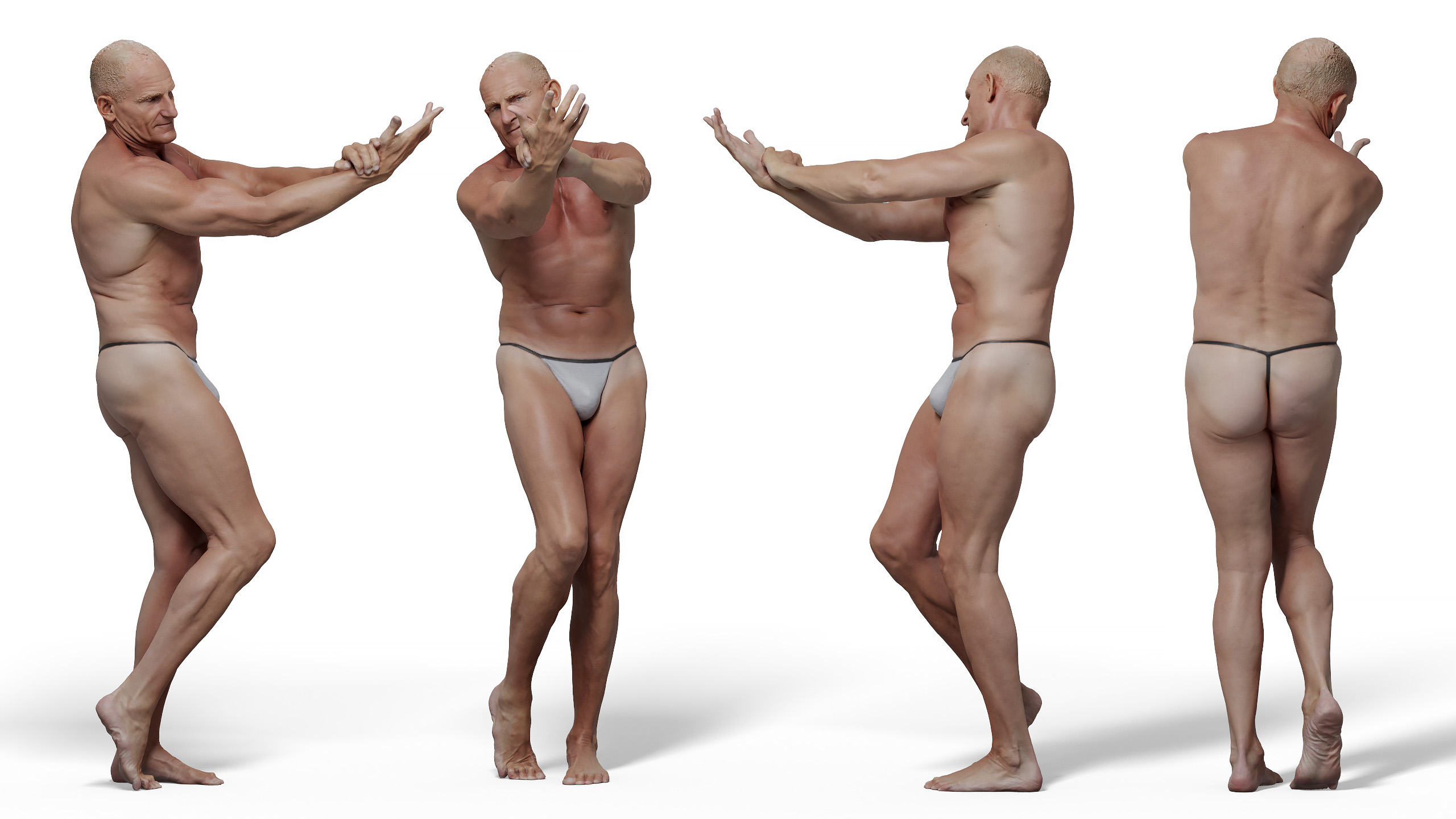 Male Anatomy muscled 3d reference download pose